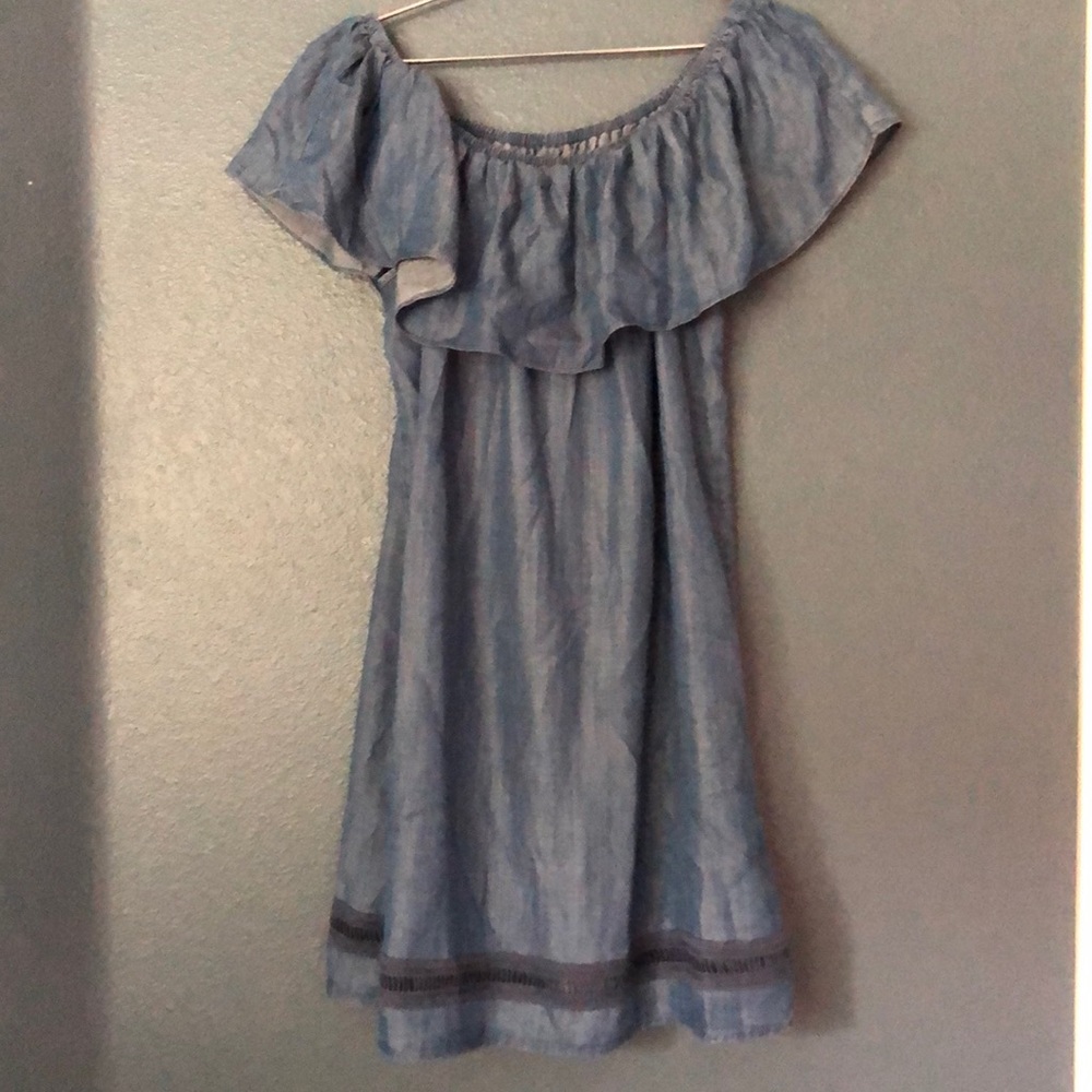 Grace Elements denim-look off-shoulder dress - L